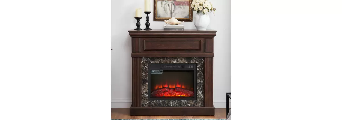 Modern Cherry Electric Fireplace with Mantel - Remote Control & Adjustable Flame for Cozy Ambiance Modern Cherry Electric Fireplace with Mantel - Remote Control & Adjustable Flame for Cozy Ambiance
