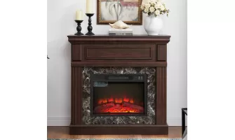 Modern Cherry Electric Fireplace with Mantel - Remote Control & Adjustable Flame for Cozy Ambiance