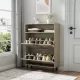 Farmhouse Shoe Storage Cabinet with Barn Door Design, Shoe Organizer with 2 Flip Drawers, Freestanding Narrow Shoe Rack Cabinet with Open Storage for Entryway,Foyer,Hallway,(Natural) Farmhouse Shoe Storage Cabinet with Barn Door Design, Shoe Organizer with 2 Flip Drawers, Freestanding Narrow Shoe Rack Cabinet with Open Storage for Entryway,Foyer,Hallway,(Natural)