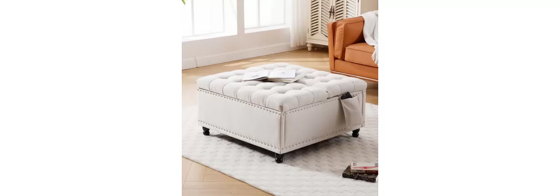 ``` Stylish Ivory Storage Ottoman Bench for Your Home Decor ``` ``` Stylish Ivory Storage Ottoman Bench for Your Home Decor ```
