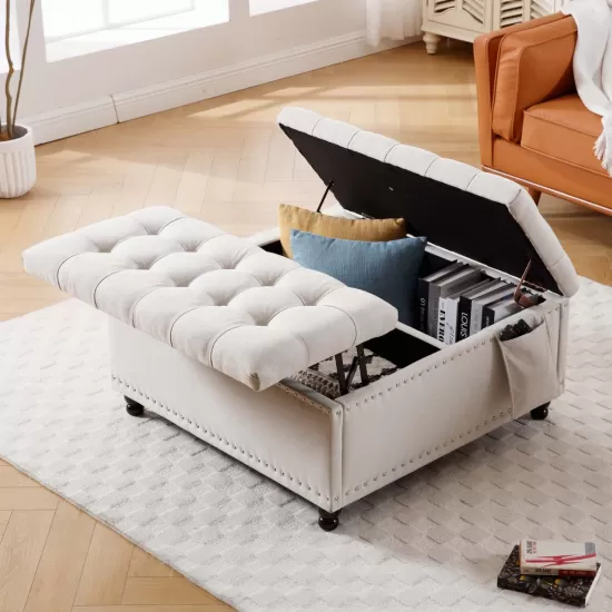Storage Ottoman Bench Ivory Storage Ottoman Bench Ivory