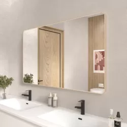 60x36 In. Aluminum Framed Rounded Rectangle Bathroom Wall Mirror, Brushed Nickel Bathroom Vanity Mirror Farmhouse, Anti-Rust, Tempered Glass mirrors, Hangs Horizontally or Vertically 60x36 In. Aluminum Framed Rounded Rectangle Bathroom Wall Mirror, Brushed Nickel Bathroom Vanity Mirror Farmhouse, Anti-Rust, Tempered Glass mirrors, Hangs Horizontally or Vertically