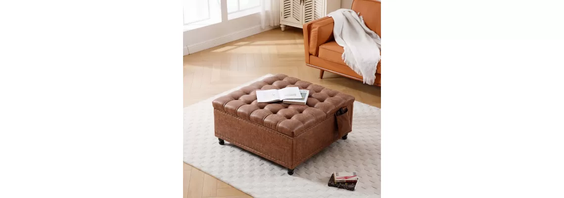 ``` Stylish and Functional: Brown Storage Ottoman Bench for Your Home ``` ``` Stylish and Functional: Brown Storage Ottoman Bench for Your Home ```