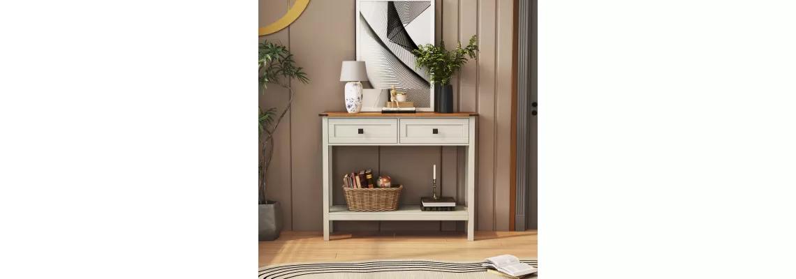 Farmhouse Console Table with Storage: Stylish and Functional Entryway Solution Farmhouse Console Table with Storage: Stylish and Functional Entryway Solution