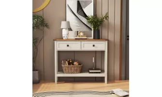 Farmhouse Style Console Table: A Perfect Blend of Rustic Charm and Functional Storage for Your Entryway or Living Room