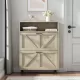 Farmhouse Shoe Storage Cabinet with Barn Door Design, Shoe Organizer with 2 Flip Drawers, Freestanding Narrow Shoe Rack Cabinet with Open Storage for Entryway,Foyer,Hallway,(Natural) Farmhouse Shoe Storage Cabinet with Barn Door Design, Shoe Organizer with 2 Flip Drawers, Freestanding Narrow Shoe Rack Cabinet with Open Storage for Entryway,Foyer,Hallway,(Natural)