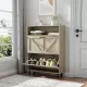 Farmhouse Shoe Storage Cabinet with Barn Door Design, Shoe Organizer with 2 Flip Drawers, Freestanding Narrow Shoe Rack Cabinet with Open Storage for Entryway,Foyer,Hallway,(Natural) Farmhouse Shoe Storage Cabinet with Barn Door Design, Shoe Organizer with 2 Flip Drawers, Freestanding Narrow Shoe Rack Cabinet with Open Storage for Entryway,Foyer,Hallway,(Natural)