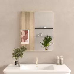 30x36 In. Aluminum Framed Rounded Rectangle Bathroom Wall Mirror, Brushed Nickel Bathroom Vanity Mirror Farmhouse, Anti-Rust, Tempered Glass mirrors, Hangs Horizontally or Vertically 30x36 In. Aluminum Framed Rounded Rectangle Bathroom Wall Mirror, Brushed Nickel Bathroom Vanity Mirror Farmhouse, Anti-Rust, Tempered Glass mirrors, Hangs Horizontally or Vertically