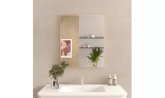  

30x36 Inch Brushed Nickel Aluminum Framed Bathroom Mirror with Tempered Glass and Anti-Rust Design