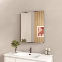 30x36 In. Aluminum Framed Rounded Rectangle Bathroom Wall Mirror, Oil Rubbed Bronze Bathroom Vanity Mirror Farmhouse, Anti-Rust, Tempered Glass mirrors, Hangs Horizontally or Vertically 30x36 In. Aluminum Framed Rounded Rectangle Bathroom Wall Mirror, Oil Rubbed Bronze Bathroom Vanity Mirror Farmhouse, Anti-Rust, Tempered Glass mirrors, Hangs Horizontally or Vertically