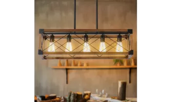 5-Light Retro Farmhouse Chandelier: Perfect for Kitchen, Living & Dining Rooms