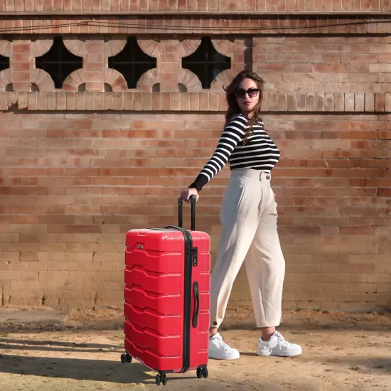 Luggage Sets ABS+PC Hardshell 3pcs Clearance Luggage Hardside Lightweight Durable Suitcase sets Spinner Wheels Suitcase with TSA Lock (20/24/28),Red Luggage Sets ABS+PC Hardshell 3pcs Clearance Luggage Hardside Lightweight Durable Suitcase sets Spinner Wheels Suitcase with TSA Lock (20/24/28),Red