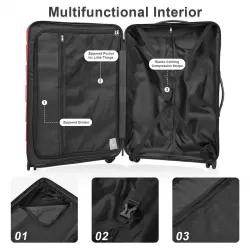 Luggage Sets ABS+PC Hardshell 3pcs Clearance Luggage Hardside Lightweight Durable Suitcase sets Spinner Wheels Suitcase with TSA Lock (20/24/28),Red Luggage Sets ABS+PC Hardshell 3pcs Clearance Luggage Hardside Lightweight Durable Suitcase sets Spinner Wheels Suitcase with TSA Lock (20/24/28),Red