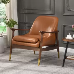 Amber Faux Leather Modern Lounge Chair