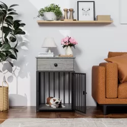 Dog Crate Furniture, Dog House, Decorative Dog Kennel with Drawer, Indoor Pet Crate End Table for Small Dog, Iron-Tube Dog Cage, Chew-Proof Dog Crate Furniture, Dog House, Decorative Dog Kennel with Drawer, Indoor Pet Crate End Table for Small Dog, Iron-Tube Dog Cage, Chew-Proof
