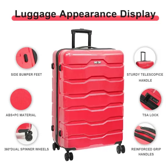 Luggage Sets ABS+PC Hardshell 3pcs Clearance Luggage Hardside Lightweight Durable Suitcase sets Spinner Wheels Suitcase with TSA Lock (20/24/28),Red Luggage Sets ABS+PC Hardshell 3pcs Clearance Luggage Hardside Lightweight Durable Suitcase sets Spinner Wheels Suitcase with TSA Lock (20/24/28),Red