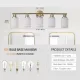 5-Light Golden Bathroom Vanity Light Fixture, Frosted Glass Shades, Modern Wall Mounted Lighting (No Bulbs) 5-Light Golden Bathroom Vanity Light Fixture, Frosted Glass Shades, Modern Wall Mounted Lighting (No Bulbs)