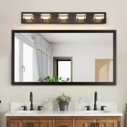 Modern 5-Light LED Vanity Light - Sleek Bathroom Wall Fixture, Iron & Acrylic, Dimmable & Energy-Efficient, Ideal for Mirror Lighting Modern 5-Light LED Vanity Light - Sleek Bathroom Wall Fixture, Iron & Acrylic, Dimmable & Energy-Efficient, Ideal for Mirror Lighting