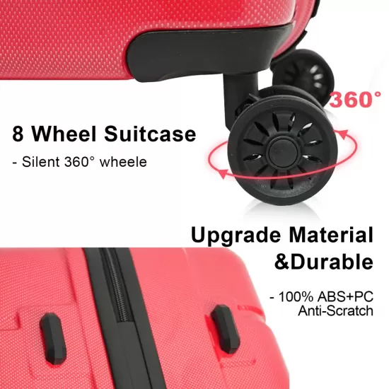 Luggage Sets ABS+PC Hardshell 3pcs Clearance Luggage Hardside Lightweight Durable Suitcase sets Spinner Wheels Suitcase with TSA Lock (20/24/28),Red Luggage Sets ABS+PC Hardshell 3pcs Clearance Luggage Hardside Lightweight Durable Suitcase sets Spinner Wheels Suitcase with TSA Lock (20/24/28),Red