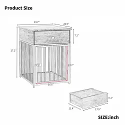 Dog Crate Furniture, Dog House, Decorative Dog Kennel with Drawer, Indoor Pet Crate End Table for Small Dog, Iron-Tube Dog Cage, Chew-Proof Dog Crate Furniture, Dog House, Decorative Dog Kennel with Drawer, Indoor Pet Crate End Table for Small Dog, Iron-Tube Dog Cage, Chew-Proof
