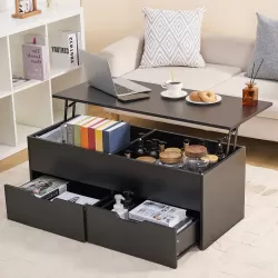 Lift-Top Coffee Table with Storage Center Tables Hidden Compartment & 2 Drawers, Sofa Table For Living Room Lift-Top Coffee Table with Storage Center Tables Hidden Compartment & 2 Drawers, Sofa Table For Living Room