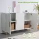 3-Door Large Storage Sideboard with Gold Handles for Kitchen, Dining Room and Living Room.55.12 Inch W Accent White Buffet Cabinet, Coffee Bar Sideboard Cabinet with 3 doors (White) 3-Door Large Storage Sideboard with Gold Handles for Kitchen, Dining Room and Living Room.55.12 Inch W Accent White Buffet Cabinet, Coffee Bar Sideboard Cabinet with 3 doors (White)