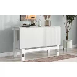 TOPMAX Farmhouse Wood Extendable Dining Table with Drop Leaf for Small Places, White