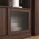 Modern Bar Cabinet with Rotating top, Counter Height Dining Cabinet with 6 Storage space and 2 Ribbed Glass Door for Kitchen, The Rotating Top with 3 Storage Shelves Dining Room, Living Room, Walnut Modern Bar Cabinet with Rotating top, Counter Height Dining Cabinet with 6 Storage space and 2 Ribbed Glass Door for Kitchen, The Rotating Top with 3 Storage Shelves Dining Room, Living Room, Walnut