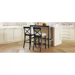 TOPMAX Farmhouse 48 Inch Rectangular Wood Bar Height Dining Set Kitchen Breakfast Nook with 2 Chairs for Small Places,Gray