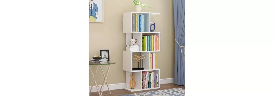 Modern 4-Tier White Wooden Bookcase: Stylish Storage Solution for Any Room