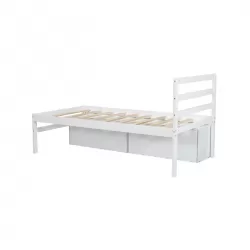 Twin Size Wood Platform Bed with Removable Storage Shelves, Built-in Two Storage Drawers for Added Convenience, White