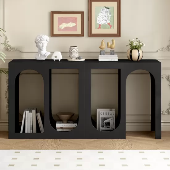 U_STYLE Modular Entryway Console Table with Rectangular Exterior and Curved Interior Design for Customizable Arrangements,Suitable for Study,Entrance and Living Room U_STYLE Modular Entryway Console Table with Rectangular Exterior and Curved Interior Design for Customizable Arrangements,Suitable for Study,Entrance and Living Room