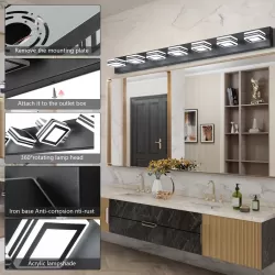 (Same as W1340142518/L2005-B-7) LED Modern Black Vanity Lights, 7-Lights Acrylic Matte Black Bathroom Vanity Lights Over Mirror (Same as W1340142518/L2005-B-7) LED Modern Black Vanity Lights, 7-Lights Acrylic Matte Black Bathroom Vanity Lights Over Mirror