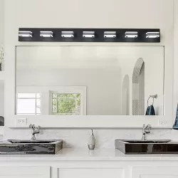 (Same as W1340142518/L2005-B-7) LED Modern Black Vanity Lights, 7-Lights Acrylic Matte Black Bathroom Vanity Lights Over Mirror (Same as W1340142518/L2005-B-7) LED Modern Black Vanity Lights, 7-Lights Acrylic Matte Black Bathroom Vanity Lights Over Mirror
