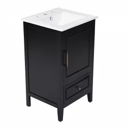 20 Inch  Bathroom Vanity with Sink, Bathroom Cabinet with Two Doors, Door Shelf Storage and Adiustable Foot Pads, A Drawer, Black 20 Inch  Bathroom Vanity with Sink, Bathroom Cabinet with Two Doors, Door Shelf Storage and Adiustable Foot Pads, A Drawer, Black