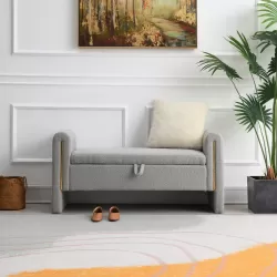 Modern Teddy Bed End Bench with Arms and Storage,Upholstered Large Foot Rest Stool, Comfy Window Vanity Bench for Living Room,Bedroom,Dorm,coffee Table,Teddy Grey Modern Teddy Bed End Bench with Arms and Storage,Upholstered Large Foot Rest Stool, Comfy Window Vanity Bench for Living Room,Bedroom,Dorm,coffee Table,Teddy Grey