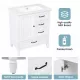 30 Inch Bathroom Vanity with Sink, Bathroom Cabinet with A Door, Three Drawers, Solid Wood Legs & MDF Board, Adiustable Foot Pads, White 30 Inch Bathroom Vanity with Sink, Bathroom Cabinet with A Door, Three Drawers, Solid Wood Legs & MDF Board, Adiustable Foot Pads, White