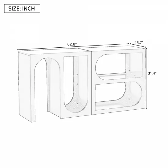 U_STYLE Modular Entryway Console Table with Rectangular Exterior and Curved Interior Design for Customizable Arrangements,Suitable for Study,Entrance and Living Room U_STYLE Modular Entryway Console Table with Rectangular Exterior and Curved Interior Design for Customizable Arrangements,Suitable for Study,Entrance and Living Room