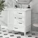30 Inch Bathroom Vanity with Sink, Bathroom Cabinet with A Door, Three Drawers, Solid Wood Legs & MDF Board, Adiustable Foot Pads, White 30 Inch Bathroom Vanity with Sink, Bathroom Cabinet with A Door, Three Drawers, Solid Wood Legs & MDF Board, Adiustable Foot Pads, White
