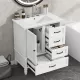 30 Inch Bathroom Vanity with Sink, Bathroom Cabinet with A Door, Three Drawers, Solid Wood Legs & MDF Board, Adiustable Foot Pads, White 30 Inch Bathroom Vanity with Sink, Bathroom Cabinet with A Door, Three Drawers, Solid Wood Legs & MDF Board, Adiustable Foot Pads, White