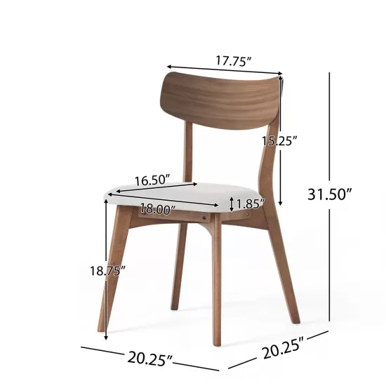 Mid-Century Walnut Finished Frame Upholstered Dining Chairs (Set of 2) (Light Beige) Mid-Century Walnut Finished Frame Upholstered Dining Chairs (Set of 2) (Light Beige)