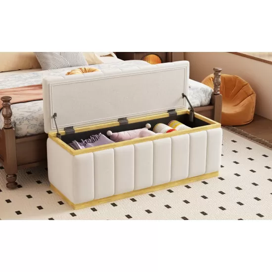 Linen Fabric Upholstered+Solid wood frame Bench with Large Storage Space for the Living Room, Entryway and Bedroom,Beige,( 40''x16''x17'' ) Linen Fabric Upholstered+Solid wood frame Bench with Large Storage Space for the Living Room, Entryway and Bedroom,Beige,( 40''x16''x17'' )