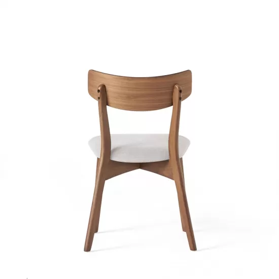 Mid-Century Walnut Finished Frame Upholstered Dining Chairs (Set of 2) (Light Beige) Mid-Century Walnut Finished Frame Upholstered Dining Chairs (Set of 2) (Light Beige)