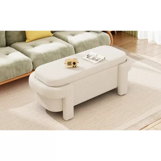 Modern Storage Ottoman Bench, Large Storage Space for the Living Room, Entryway and Bedroom,White Fluffy ( 48''x21.5''x17'' ) Modern Storage Ottoman Bench, Large Storage Space for the Living Room, Entryway and Bedroom,White Fluffy ( 48''x21.5''x17'' )