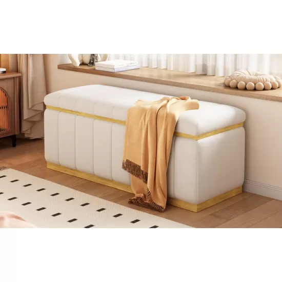 Linen Fabric Upholstered+Solid wood frame Bench with Large Storage Space for the Living Room, Entryway and Bedroom,Beige,( 40''x16''x17'' ) Linen Fabric Upholstered+Solid wood frame Bench with Large Storage Space for the Living Room, Entryway and Bedroom,Beige,( 40''x16''x17'' )