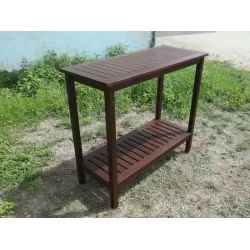 Wooden Workstation for Garden Balcony Garage,  Acacia Console Potting Table Brown