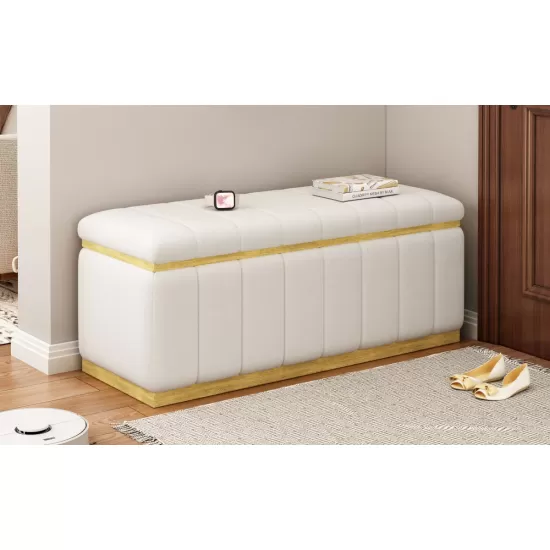 Linen Fabric Upholstered+Solid wood frame Bench with Large Storage Space for the Living Room, Entryway and Bedroom,Beige,( 40''x16''x17'' ) Linen Fabric Upholstered+Solid wood frame Bench with Large Storage Space for the Living Room, Entryway and Bedroom,Beige,( 40''x16''x17'' )