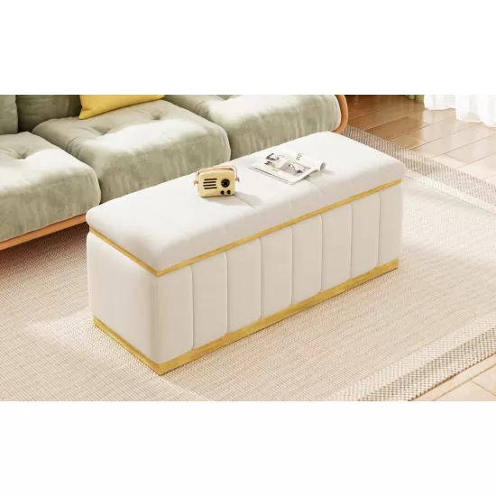 Linen Fabric Upholstered+Solid wood frame Bench with Large Storage Space for the Living Room, Entryway and Bedroom,Beige,( 40''x16''x17'' ) Linen Fabric Upholstered+Solid wood frame Bench with Large Storage Space for the Living Room, Entryway and Bedroom,Beige,( 40''x16''x17'' )