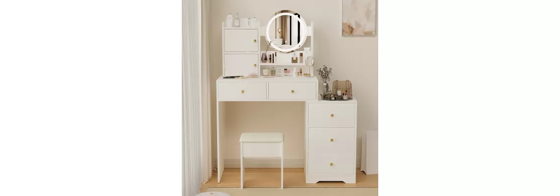 Enhance Your Beauty Routine with the White Fashion Vanity Desk Set – Adjustable Lighting & Cushioned Chair Included
Enhance Your Beauty Routine with the White Fashion Vanity Desk Set – Adjustable Lighting & Cushioned Chair Included