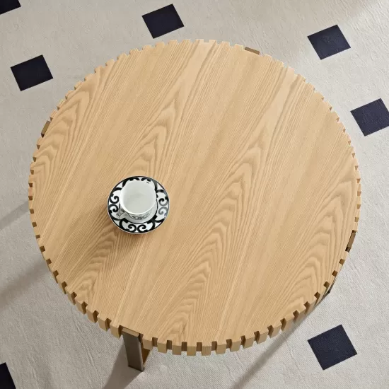 Modern Handcraft Drum Coffee Table 31.5 inch Round Coffee Table for Living Room,Small Coffee Table with Sturdy Pedestal,Natural Ash Modern Handcraft Drum Coffee Table 31.5 inch Round Coffee Table for Living Room,Small Coffee Table with Sturdy Pedestal,Natural Ash